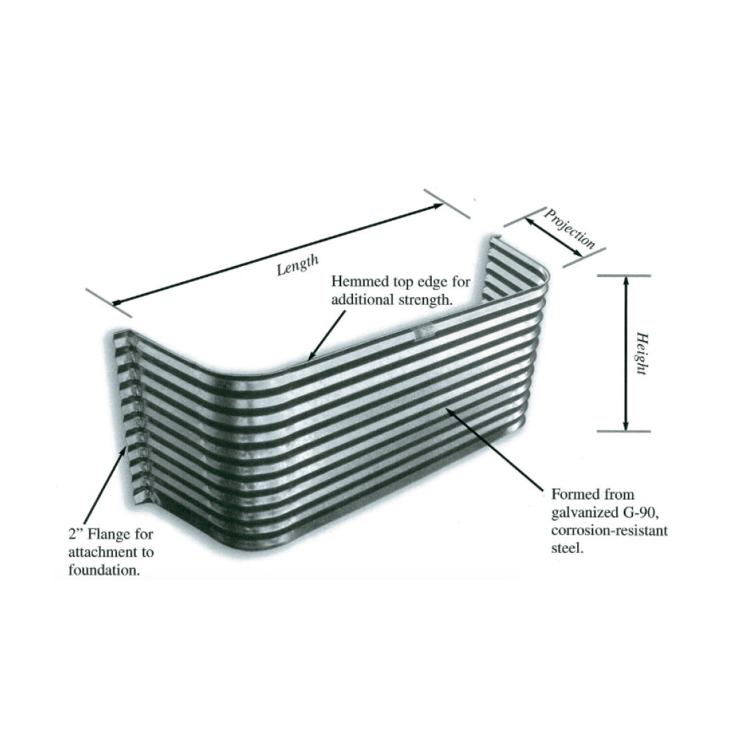 49" W x 12" P x 22" H Window Well 22 Ga. - TESCO Building Supplies 