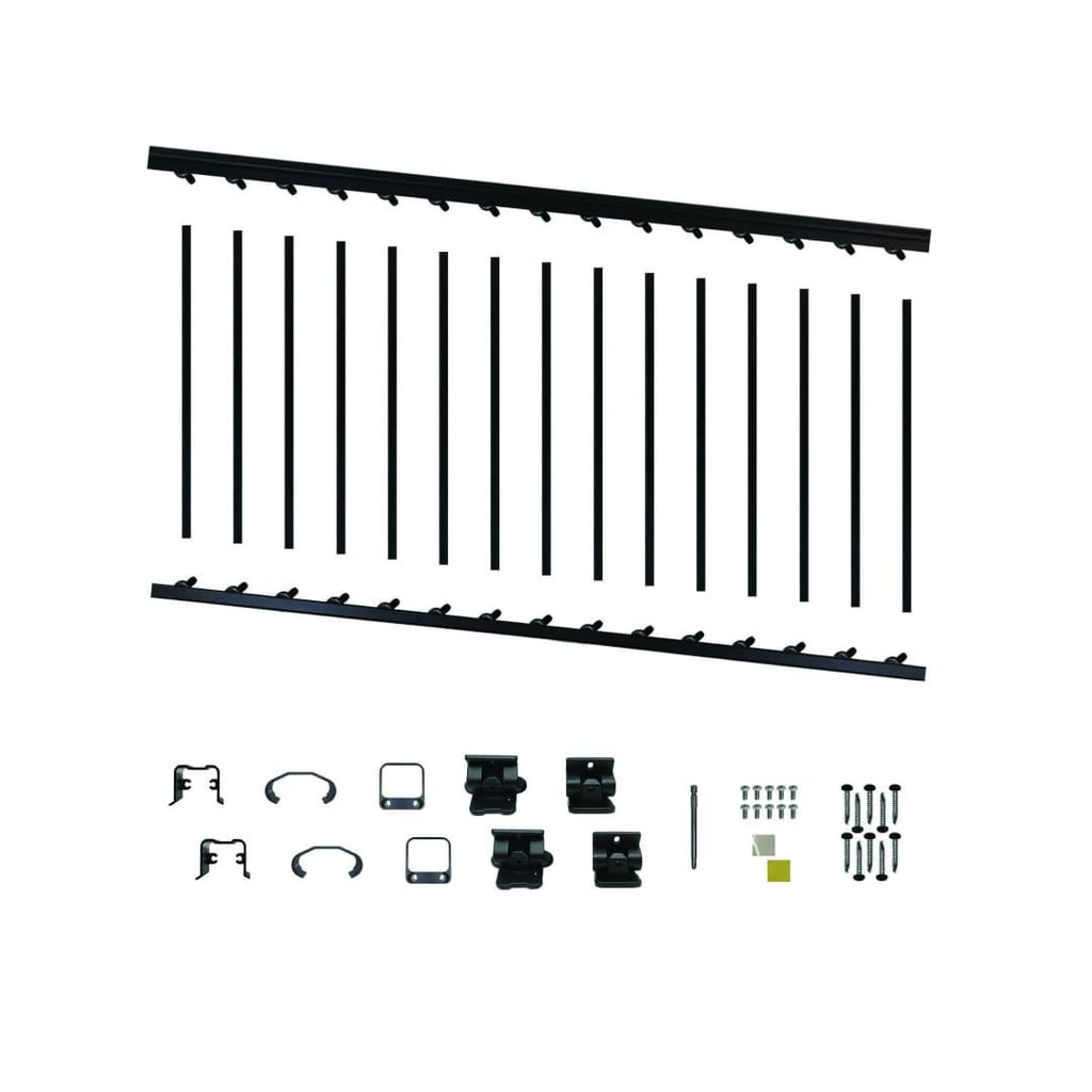 6′ Long x 36″ High Black Aluminum Stair Railing Kit - BLSARK636S - TESCO Building Supplies 