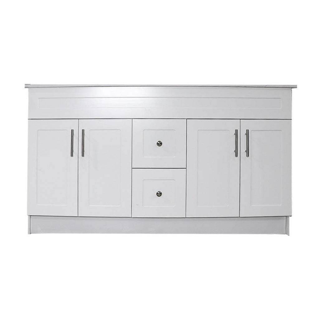 60" White MDF Vanity Base For Double Sink With 2 Drawer - TESCO Building Supplies 