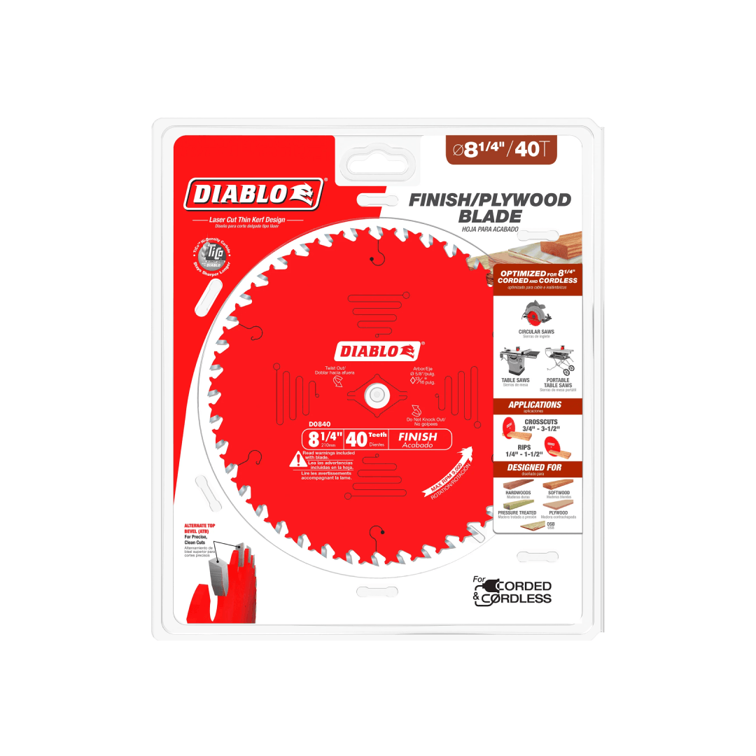 8-1/4 in. x 40 Tooth Finishing Saw Blade - D0840X - TESCO Building Supplies 