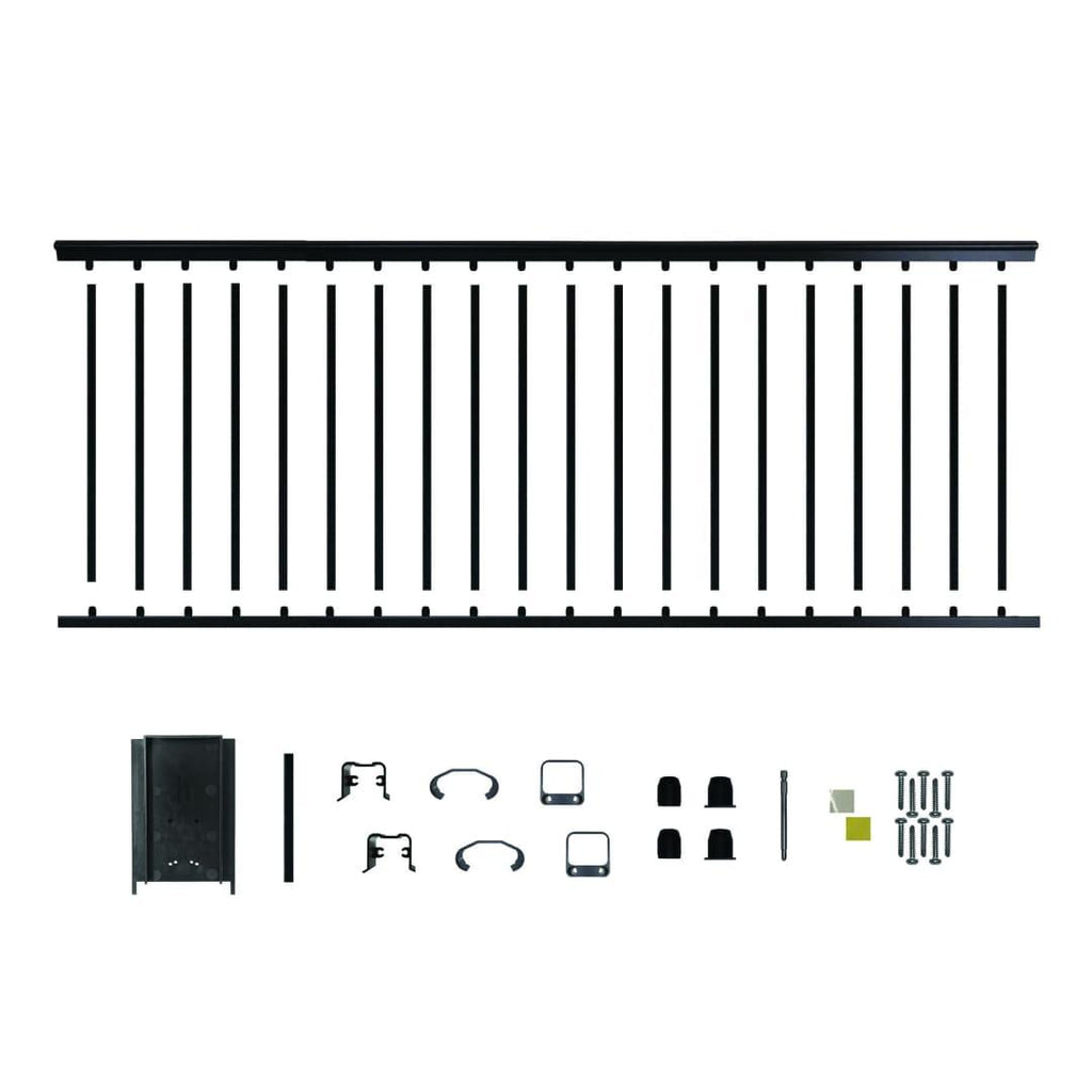 8′ Long x 42″ High Black Aluminum Deck Railing Kit - BLSARK842D - TESCO Building Supplies 