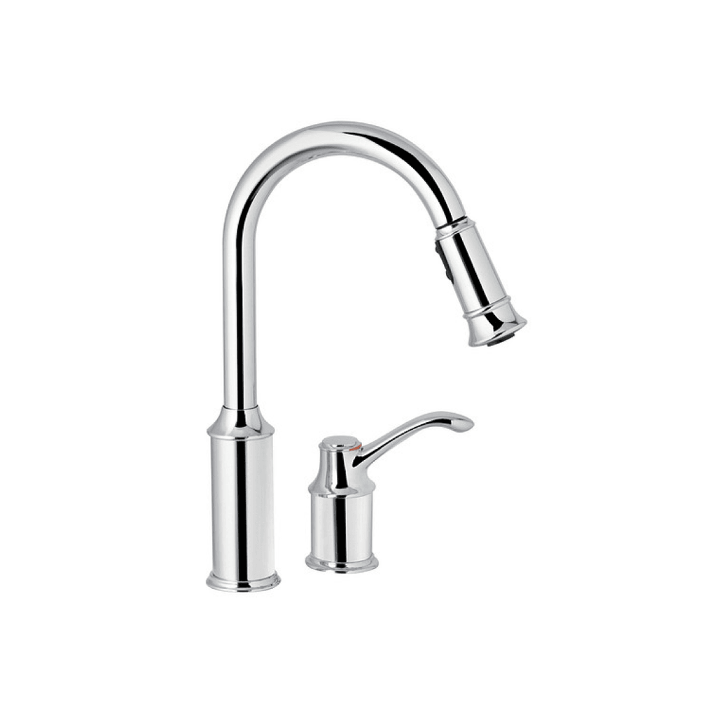 Aberdeen Chrome One-Handle High Arc Pulldown Kitchen Faucet - 7590C - TESCO Building Supplies 