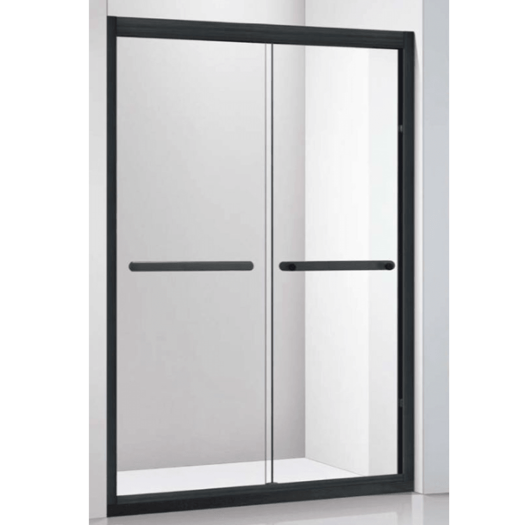 Black Stainless Steel Glass Sliding Shower Door - F - TESCO Building Supplies 