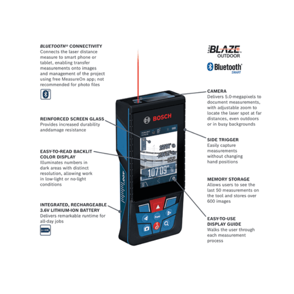 BLAZE™ Outdoor 400 Ft. Connected Lithium-Ion Laser Measure with Camera - GLM400CL - TESCO Building Supplies 