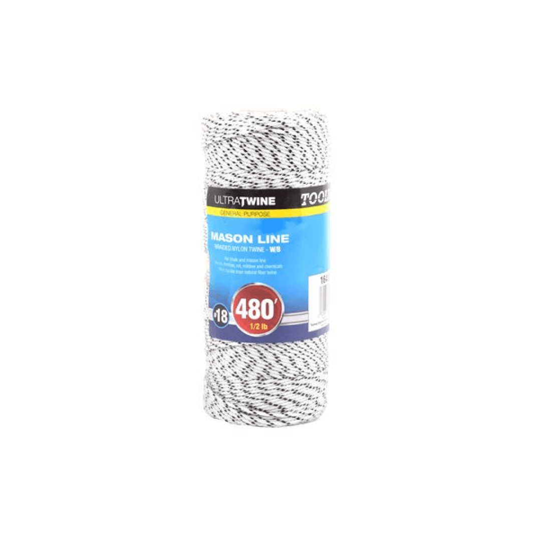 Braided Nylon Mason Line #18 1/2lb 480ft White/Black - TESCO Building Supplies 