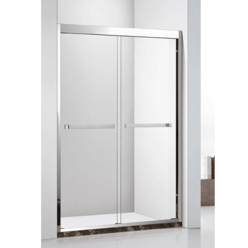 Chrome Stainless Steel Glass Sliding Shower Door - E - TESCO Building Supplies 