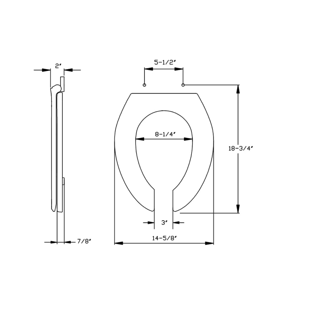 Commercial Standard Elongated Toilet Seats - 620-001 - TESCO Building Supplies 