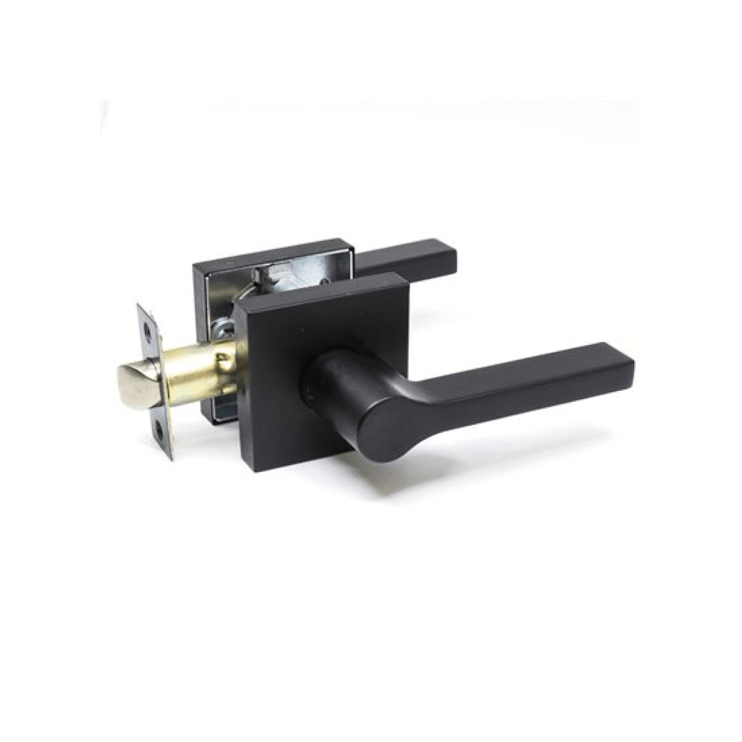 Door Lock Lever Passage Square Matte Black - TESCO Building Supplies 