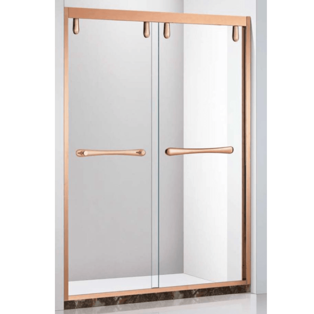 Gold Stainless Steel Glass Sliding Shower Door - G - TESCO Building Supplies 