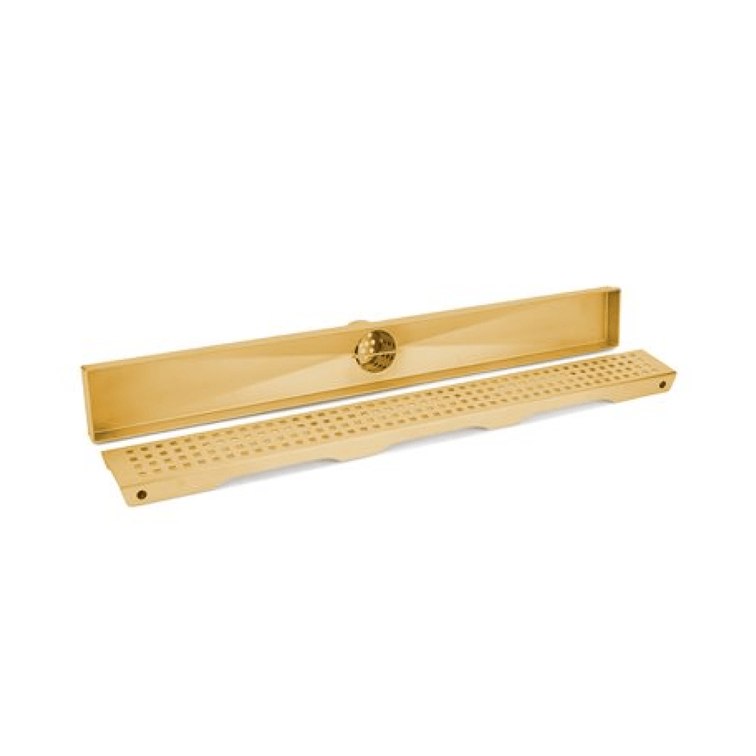 Linear Shower Drain Slot Grid 2in 24" x 2-3/4" x 2-3/4" Brushed Gold - 188090 - TESCO Building Supplies 