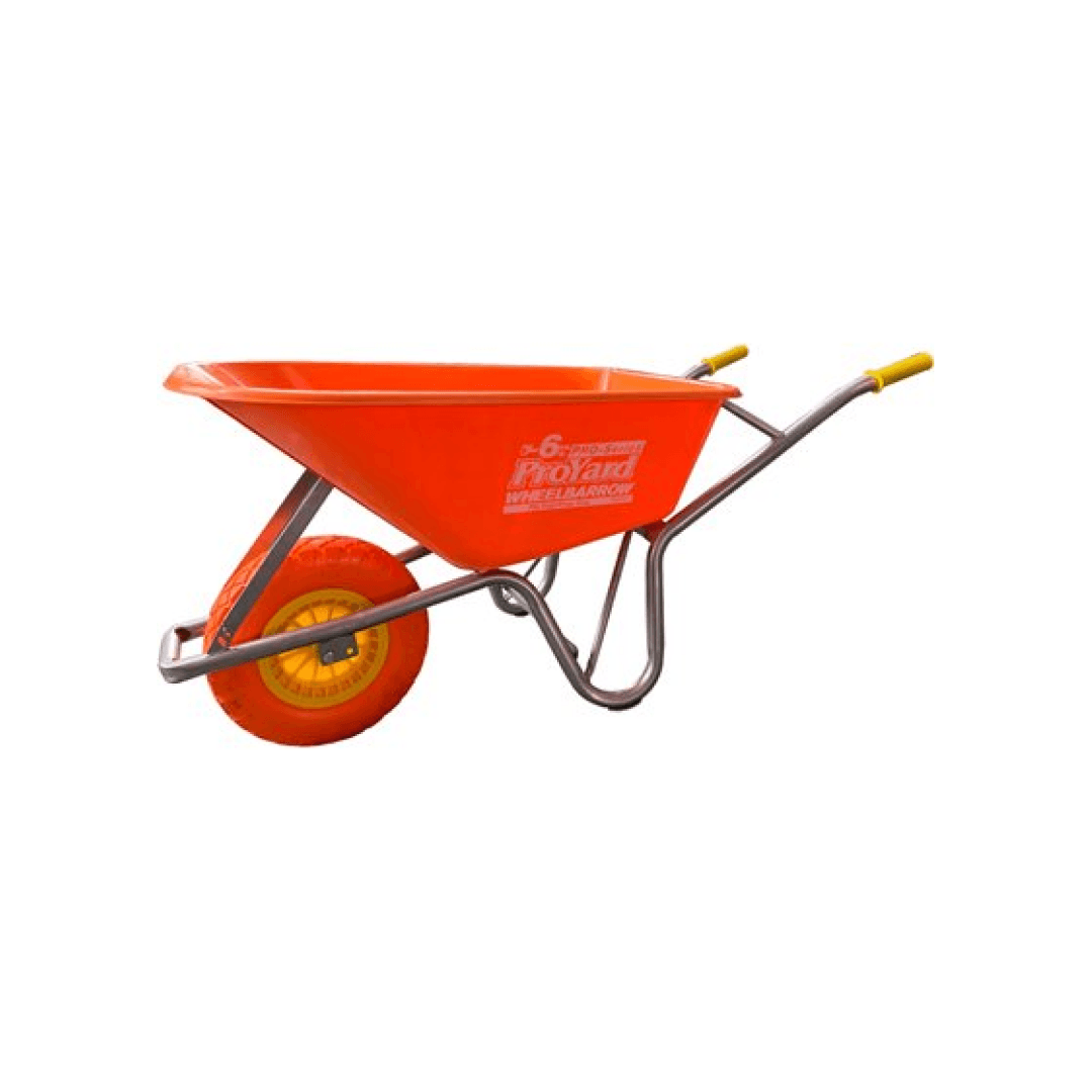 Pro-Series Wheelbarrow 6 cu.ft Poly Tray Flat Free Tire Steel Handle - TESCO Building Supplies 