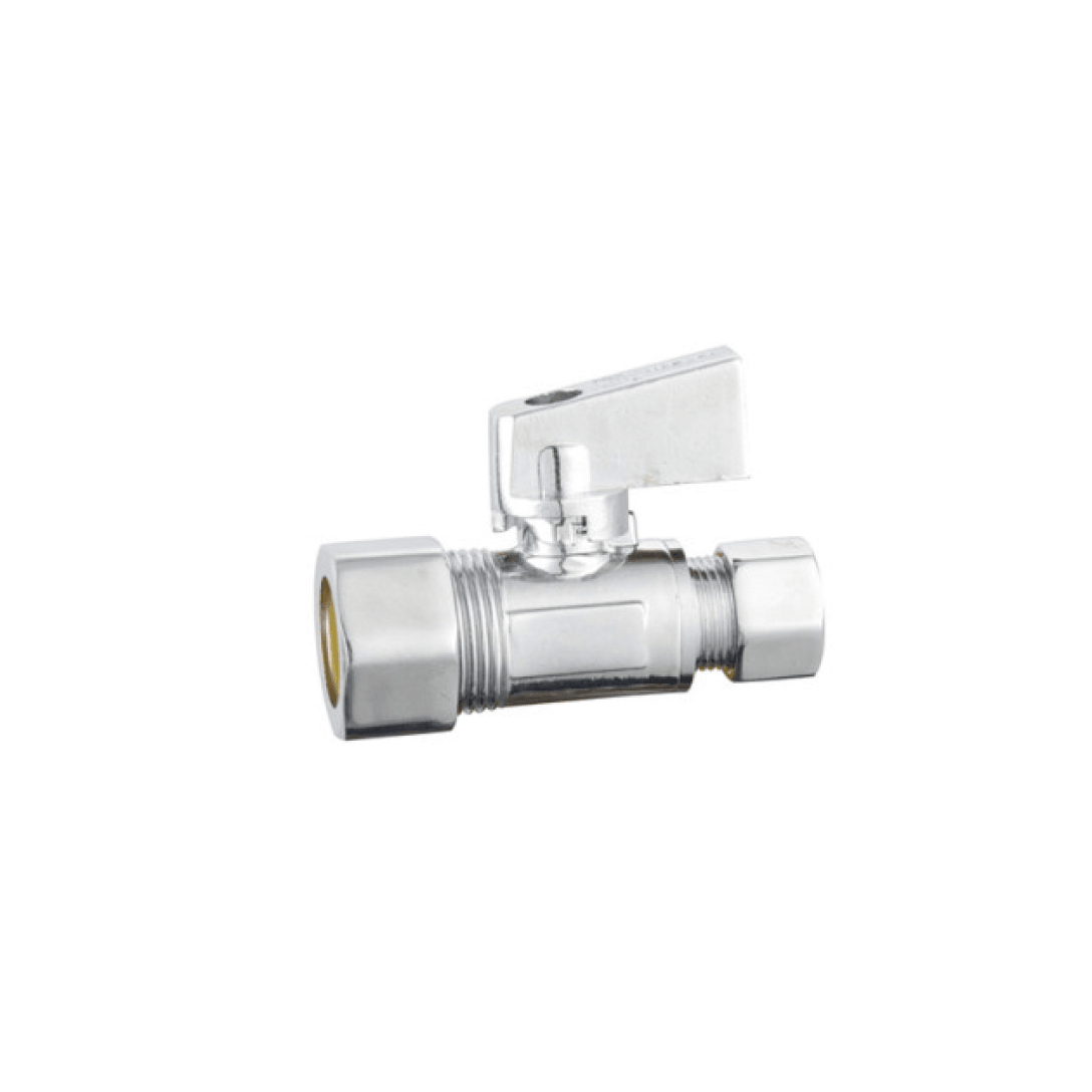 Quarter Turn Straight Stop Valve 3/8 Female Comp x 3/8 OD Comp - Retrofit - 622028-RSV - TESCO Building Supplies 