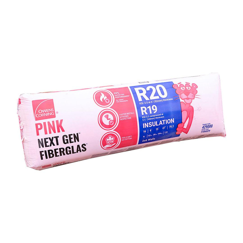 R20 15" X 47" Pink Next Gen™ Fiberglas® Wood Insulation 78.3sf/Bag - TESCO Building Supplies 