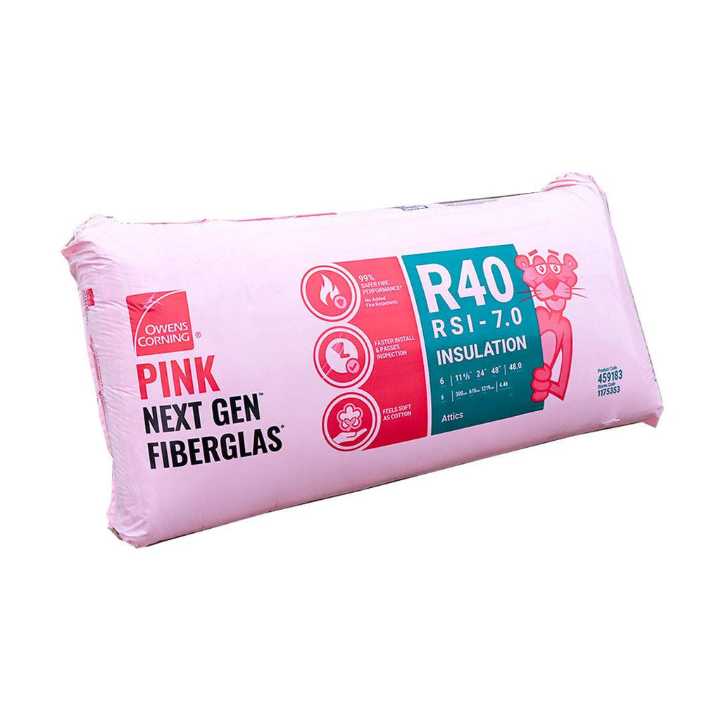 R40 24" X 48" Pink Next Gen™ Fiberglas® Wood Insulation 48sf/Bag - TESCO Building Supplies 