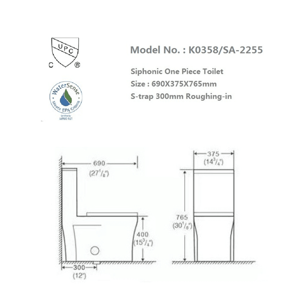 Siphonic Two-Piece Toilet Dual Flush - SA-2255 TESCO Building Supplies