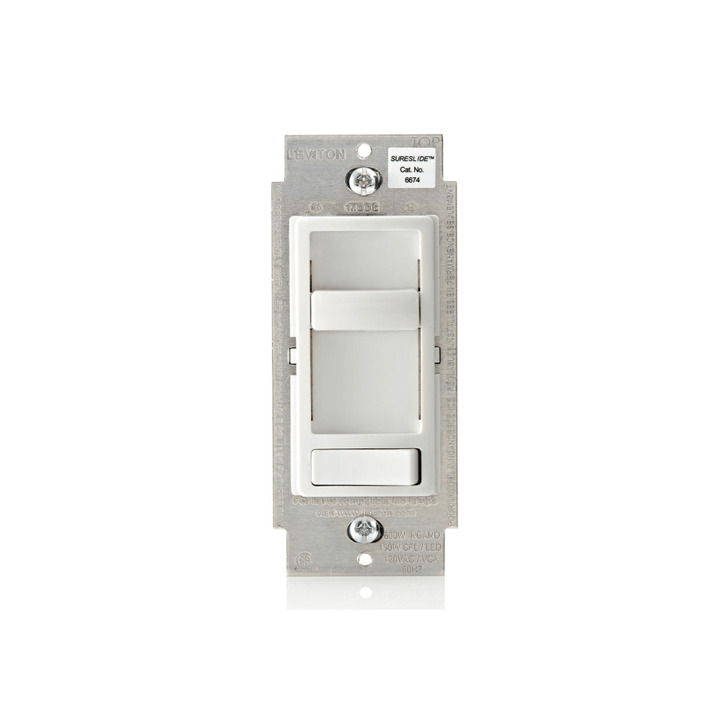 SureSlide Dimmer Switch for Dimmable LED, Halogen and Incandescent Bulbs - 6674-10W Leviton