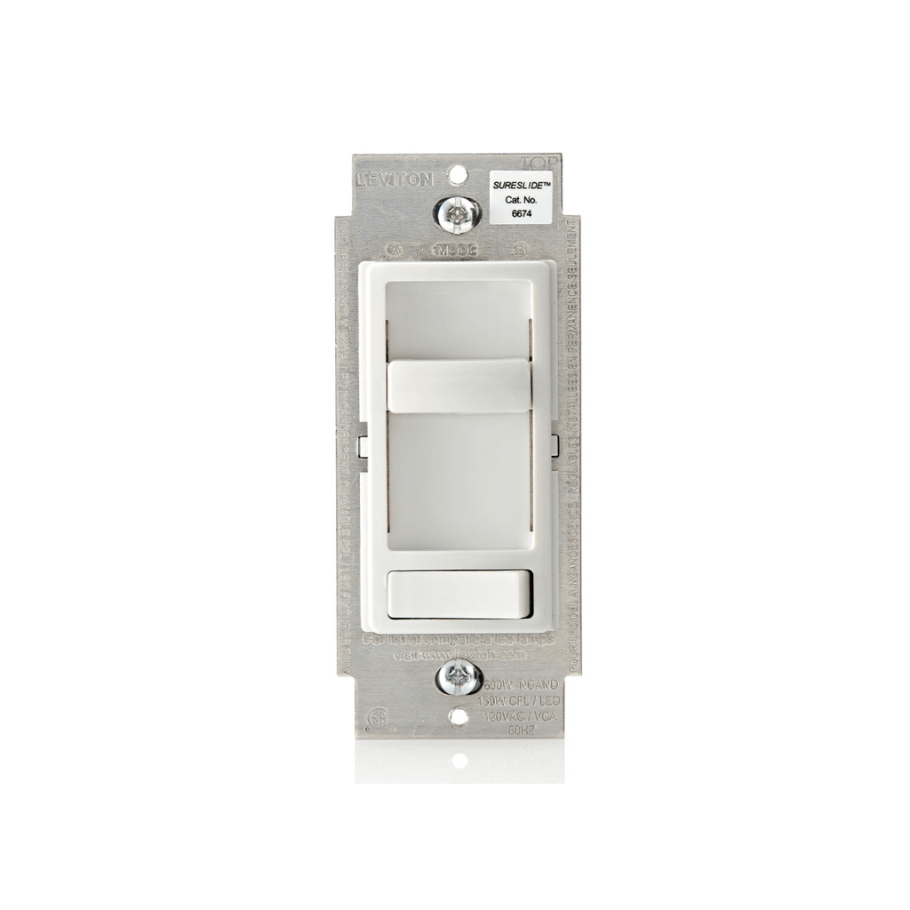 SureSlide Dimmer Switch for Dimmable LED, Halogen and Incandescent Bulbs - 6674 Leviton