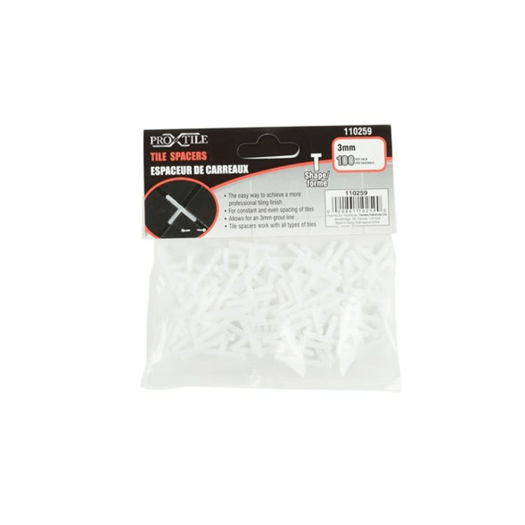 Tile Spacers T-Type 3mm (1/8in) 100PC - TESCO Building Supplies 