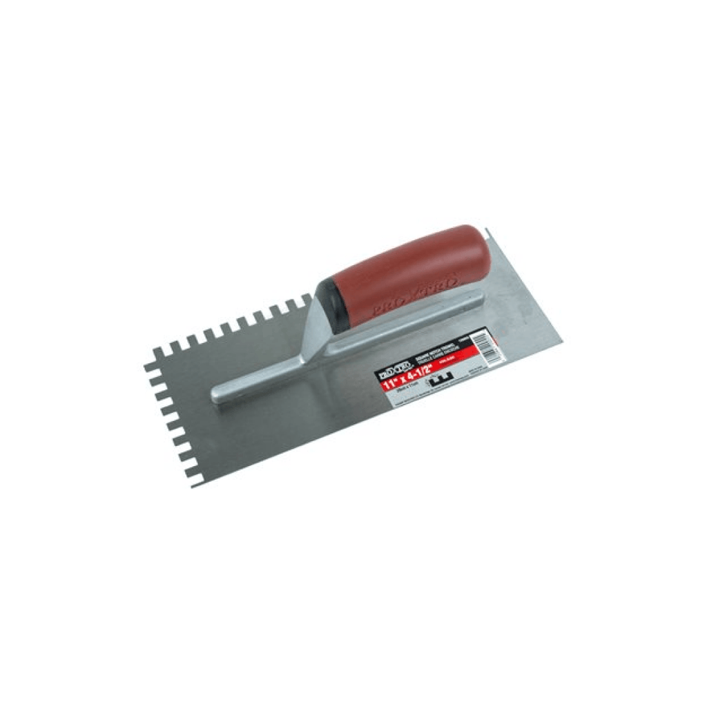 Trowel Notched 11in x 4½in (¼in x 3/8in SQ Notch) Red Handle - TESCO Building Supplies 
